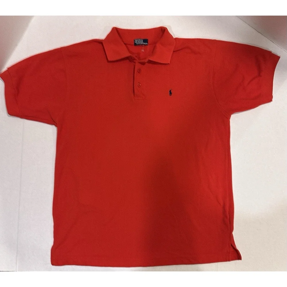 Polo Ralph Lauren Polo Shirt Men's Size Large Red Short Sleeve Blue Horse